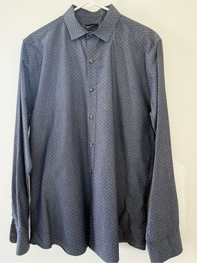 Bar III Men's Navy Blue Microdot Dress Shirt